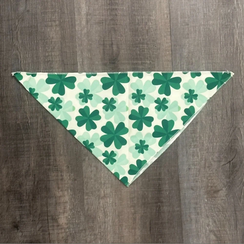 💞 New White & Green Shamrock St. Patrick’s Day Puppy Dog Pet Bandana